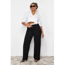 Trendyol Curve Black Waist Detailed Knitted Trousers