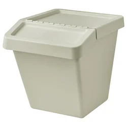SORTERA Kanta za sortiranje s poklopcem, bež, 60 l