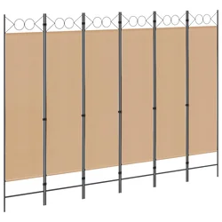 Razdjelnik prostora s 6 panela Bež 240 x 180 cm Tkanina