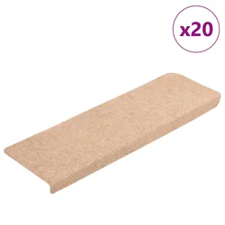 Prostirke za stepenice samoljepljive 20 kom 65x21x4 cm svijetlosmeđa pravokutni rub