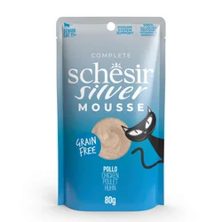 SCHESIR Vlažna hrana za mačke Silver Mousse, Piletina, 80g