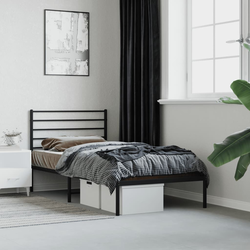 vidaXL Kovinski posteljni okvir z vzglavjem črn 100x190 cm