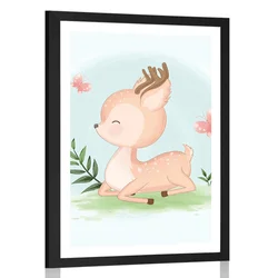 Plakat s paspartujem prikupen srnjaček - 20x30 black