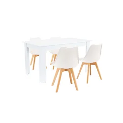 Jedilni set Zara 4+1 belo-bela