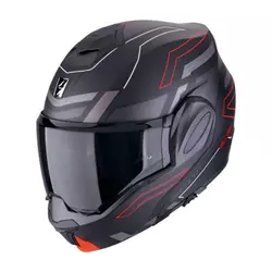 Preklopna motoristična čelada Scorpion EXO-Tech EVO Conquer, črna/rdeča