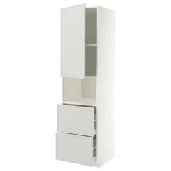 METOD / MAXIMERA Vis.elem.mikrotal. s vratima/2fioke, bela/Aspudden svetlosiva, 60x60x220 cm