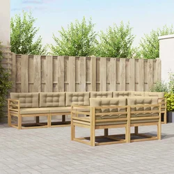 Set vanjskih sofa 6 kom. Bijela i bež Poliester