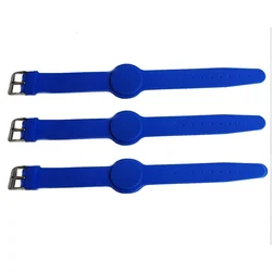 Mave 3 modre silikonske RFID zapestnice v obliki ure s 125 kHz čipom TK4100