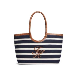 TOMMY HILFIGER Nakupovalna torba marine/rjava/bela