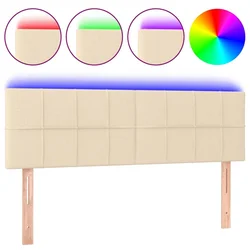 Vidaxl LED posteljno vzglavje krem 144x5x78/88 cm blago
