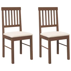 Vidaxl Jedilni stoli z blazinami 2 kosa Brown Solid Wood Rubber