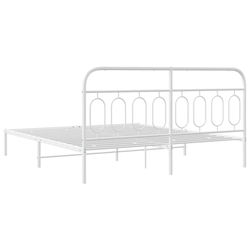 Vidaxl Kovinski posteljni okvir z vzglavjem bel 160x200 cm