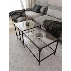 Hanah Home Perla set klub stolova, crna / providno staklo