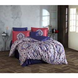 Amanda Purple Grey Red Tencel Satin Set Posteljine