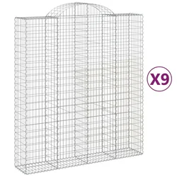 Lučne gabionske košare 9 kom 200x50x220/240cm pocinčano željezo