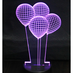 LED Lampa 3D - noćno svetlo - Illusions by Black Cut Purple Balloons