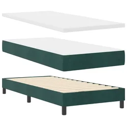 Vidaxl LED Box Spring Postelja z LED Temno zelena 90 x 190 cm Žamet