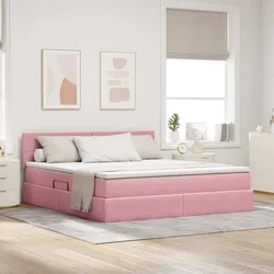 Krevet s od storage s madracem Ružičasta 160 x 200 cm Baršun