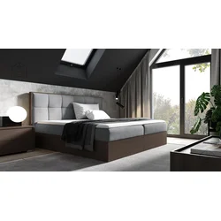 Boxspring postelja Wood 8 - 160x200 cm - temni hrast