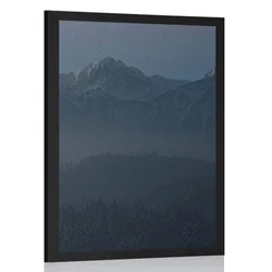 Plakat polna luna nad gorami - 20x30 silver