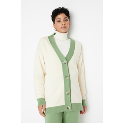 Trendyol Khaki Stripe Detailed Cardigan-Pants Knitwear Set