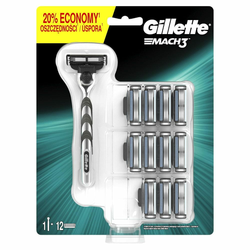 Gillette Mach3 Drška Brijača + 12 Zamjenskih Britvica