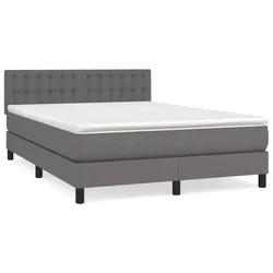 Vidaxl Box spring postelja z vzmetnico siv 140x190 cm umetno usnje