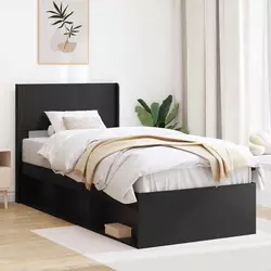 Krevetna konstrukcija s pohranom i uzglavljem Crna 100 x 200 cm