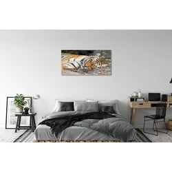 tulup.si Steklena slika Leži tiger 120x60 cm 2 obešalnika