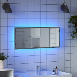 LED kupaonsko ogledalo sivo Sonoma 100x8,5x37 cm izrađeno drvo