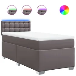 Vidaxl Box spring postelja z vzmetnico siva 80x200 cm umetno usnje