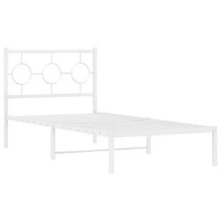 Vidaxl Kovinski posteljni okvir z vzglavjem bel 90x190 cm