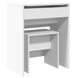 Vidaxl Toaletna mizica in stolček bela 60x40x113,5 cm