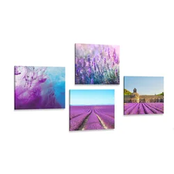 Komplet slik sivka z abstrakcijo - 4x 40x40