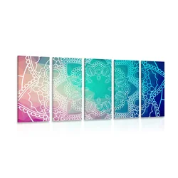 5-delna slika pastelna Mandala - 200x100