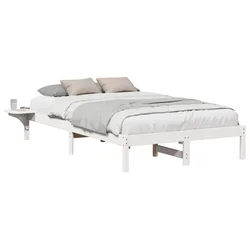 Vidaxl Konstrukcija postelje Bela 140 x 190 cm Masivno borovo les