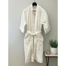 Bade mantil Pliš 4XL veličina Bela boja -Kimono Y-2