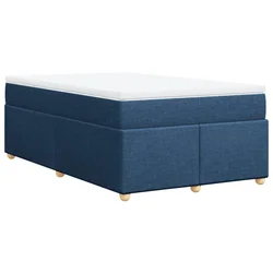 Vidaxl Box spring postelja z vzmetnico modra 120x190 cm blago