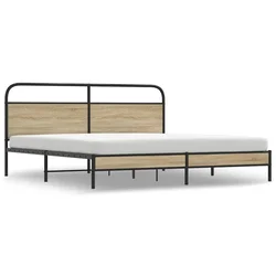 Vidaxl Kovinski posteljni okvir brez vzmetnice dimljen hrast 183x213cm