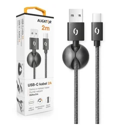 Aligator PREMIUM 2A kabel, USB-C, črn