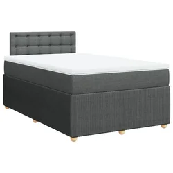 Vidaxl Box spring postelja z vzmetnico temno siva 120x190 cm blago