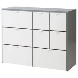 VISTHUS Komoda s 8 fioka, siva/bela, 122x96 cm