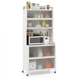 COSTWAY Mobilna kuhinjska kredenca Bela komoda, (5000160203)