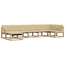 Set vanjskih sofa s jastukom 7 pcs Bijela i bež