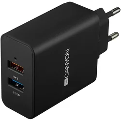 CANYON charger H-07 QC 3.0 3A/2USB-A Black