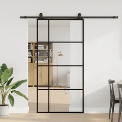 Klizna vrata s okovima crna 102,5x205 cm ESG staklo