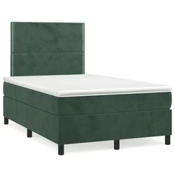 vidaXL Box spring postelja z vzmetnico temno zelen 120x190 cm žamet