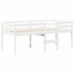 Visoki krevet s krovom bijeli 75 x 190 cm od masivne borovine