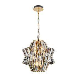 Kristalni luster CROWN na lancu, 4xE14/40W/230V, zlatni