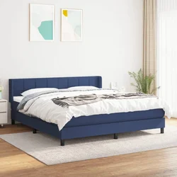 Greatstore Box spring postelja z vzmetnico modra 160x200 cm blago